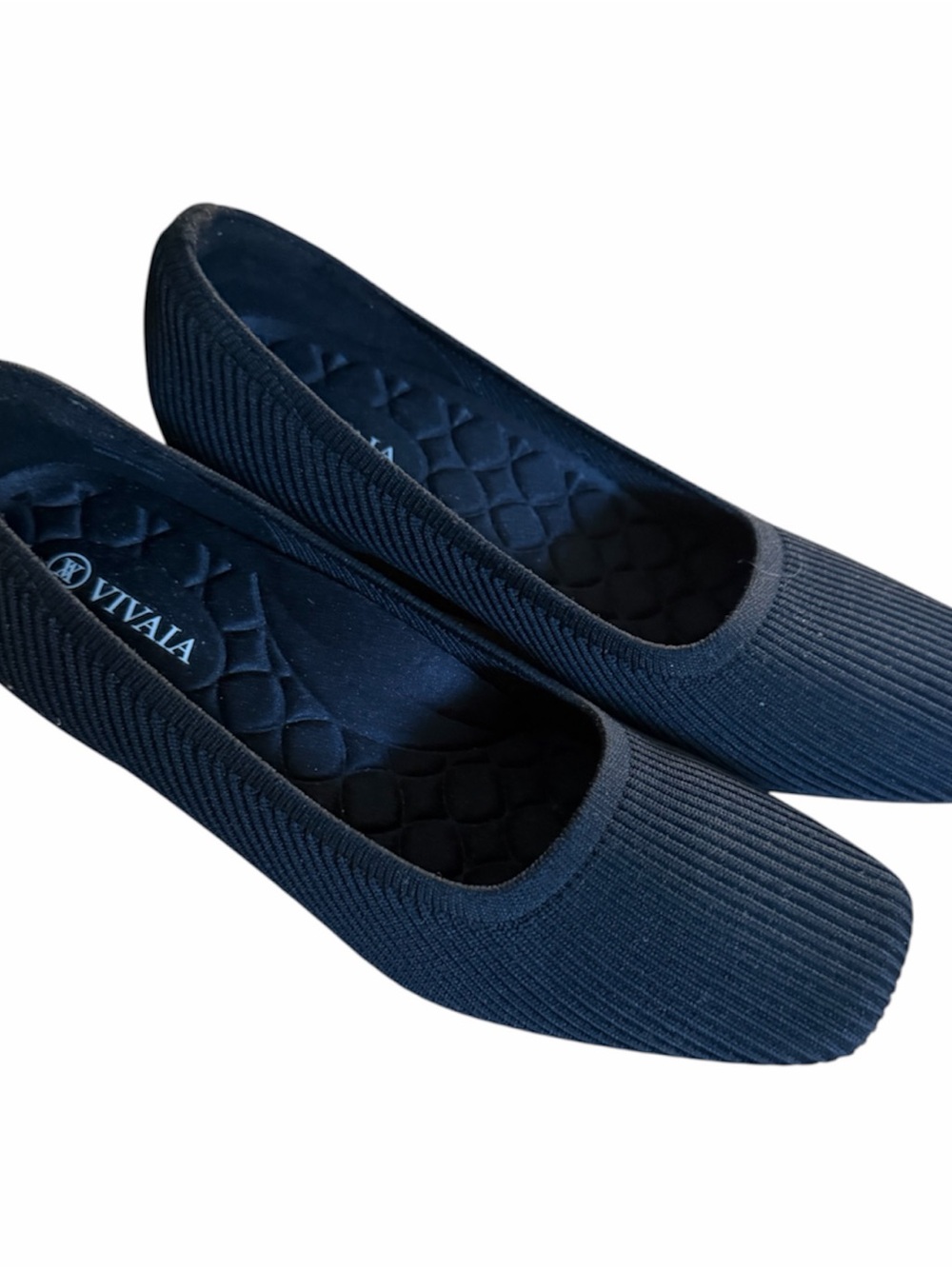 Vivaia Women's Navy Ribbed Wedge Flats
